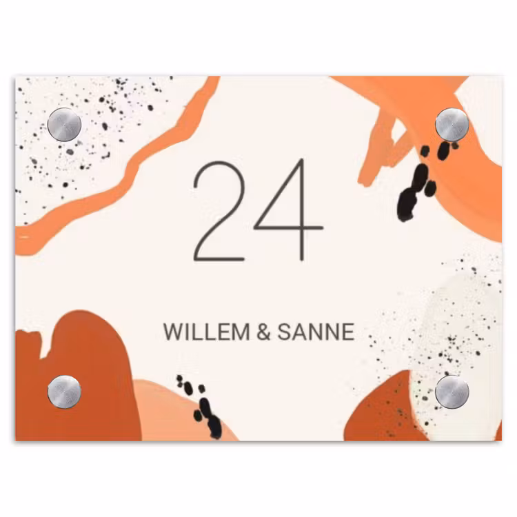 Naambordje voordeur - Rechthoek - Abstract oranje - Klassiek — 1
