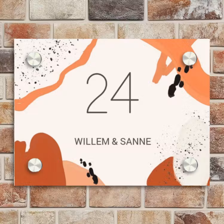 Naambordje voordeur - Rechthoek - Abstract oranje - Klassiek — 4