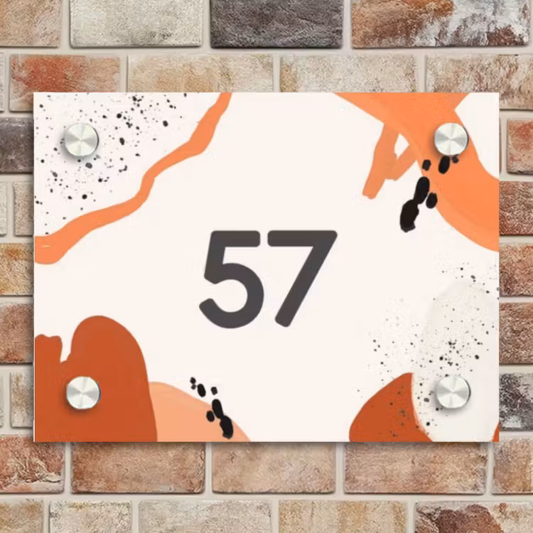 Naambordje voordeur - Rechthoek - Abstract oranje - Traditioneel — 4