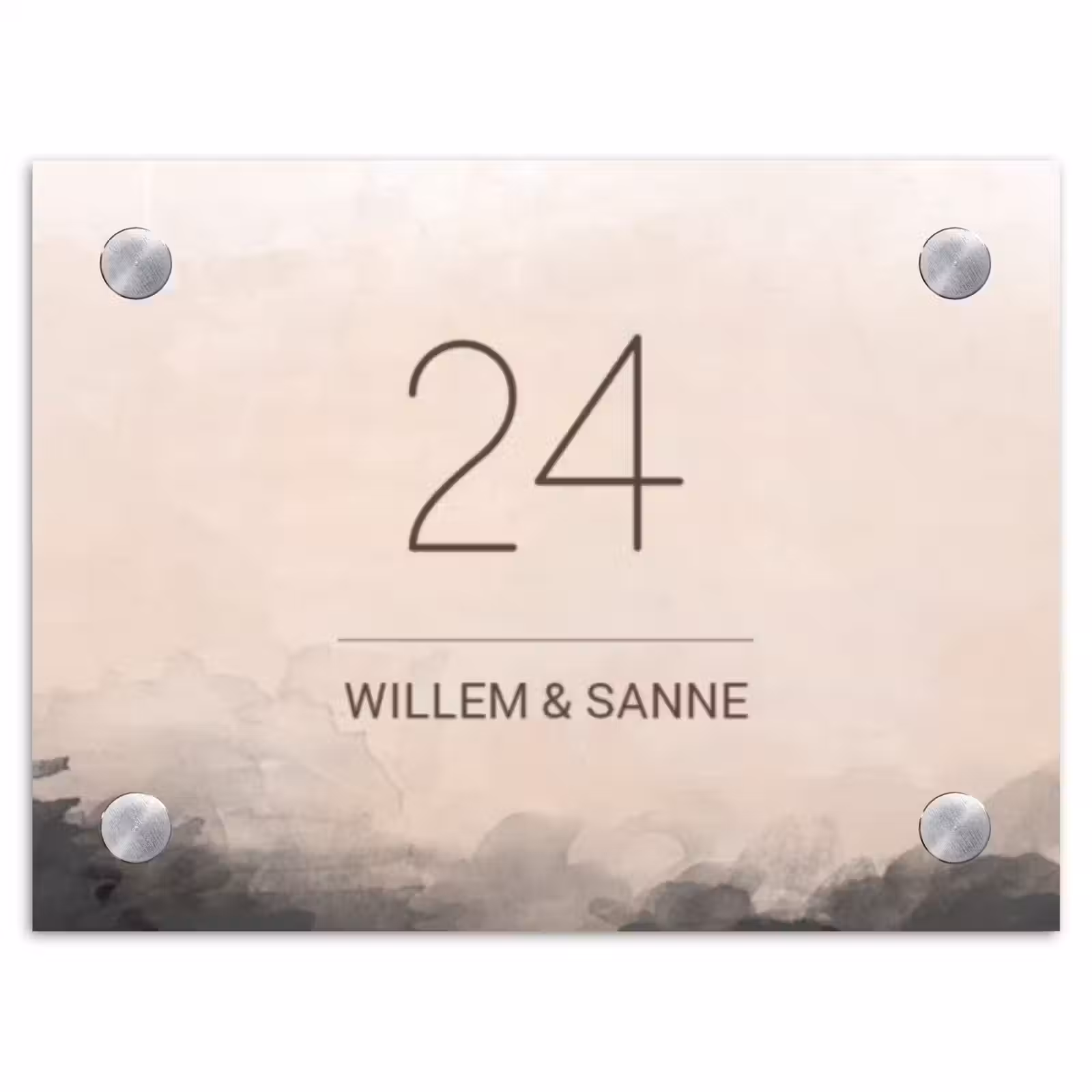 Naambordje voordeur - Rechthoek - Aquarel - Beige - Klassiek — 1