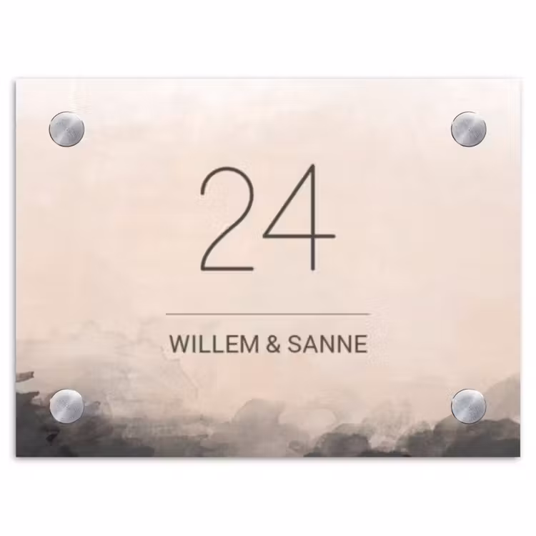 Naambordje voordeur - Rechthoek - Aquarel - Beige - Klassiek — 1