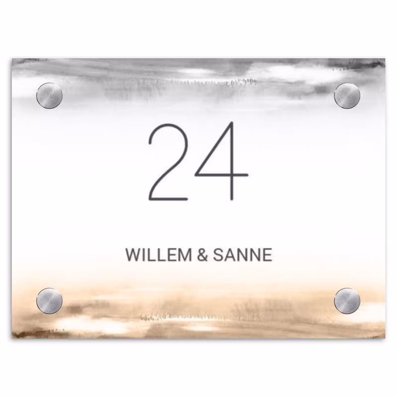 Naambordje voordeur - Rechthoek - Aquarelachtergrond - Zwart beige - Klassiek — 1
