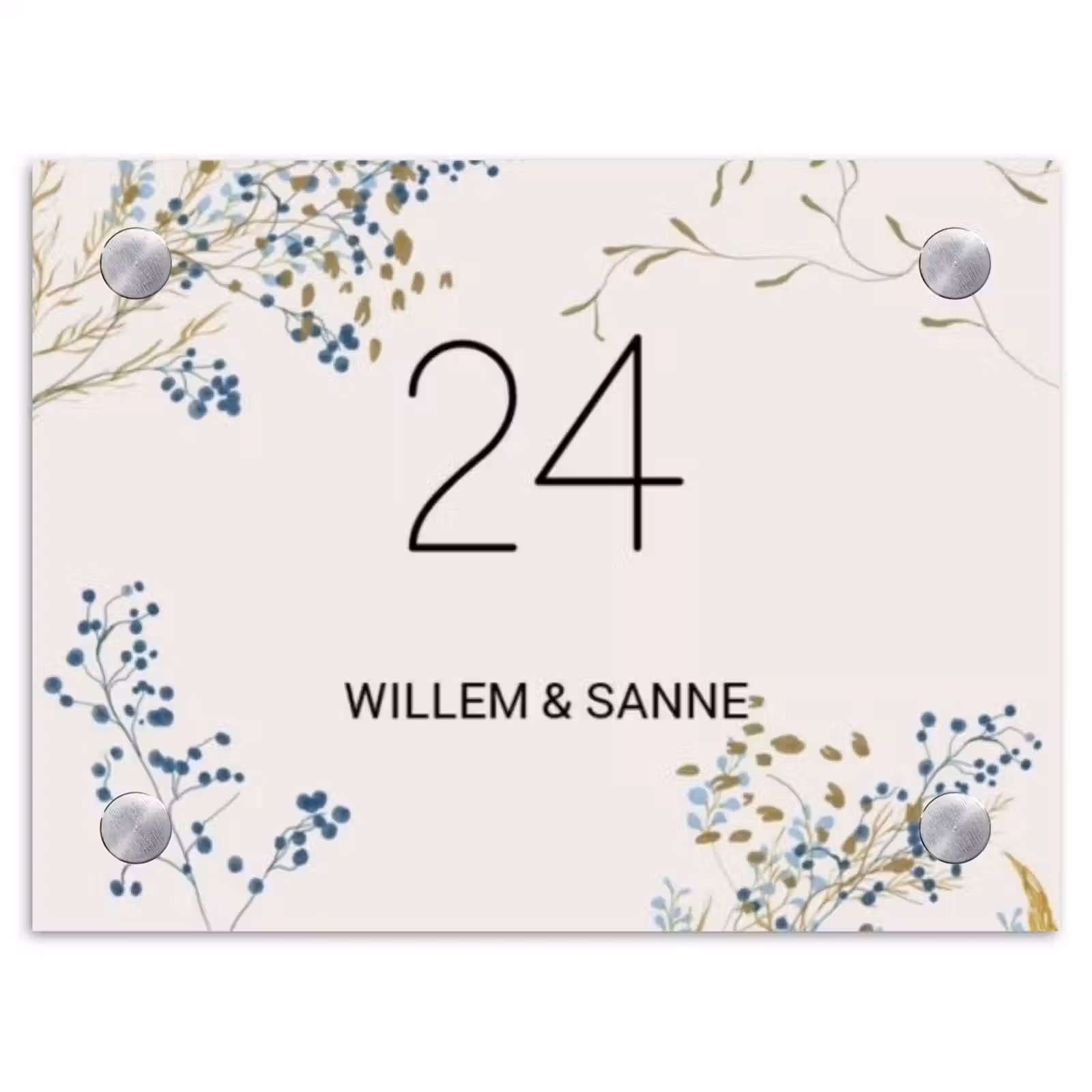 Naambordje voordeur - Rechthoek - Bloemen - Beige - Klassiek — 1