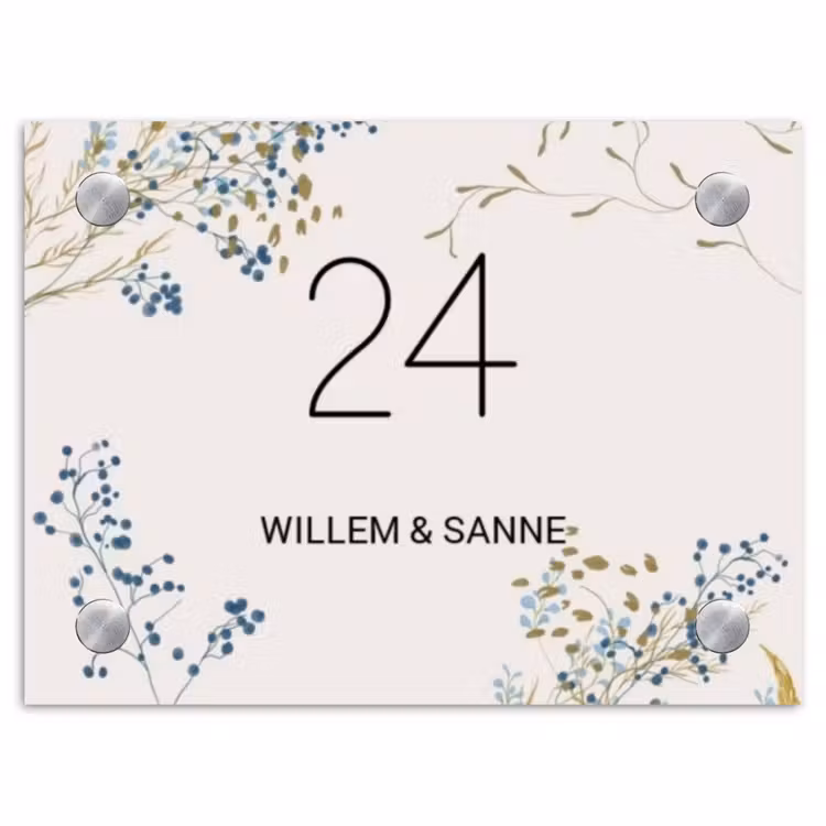 Naambordje voordeur - Rechthoek - Bloemen - Beige - Klassiek — 1
