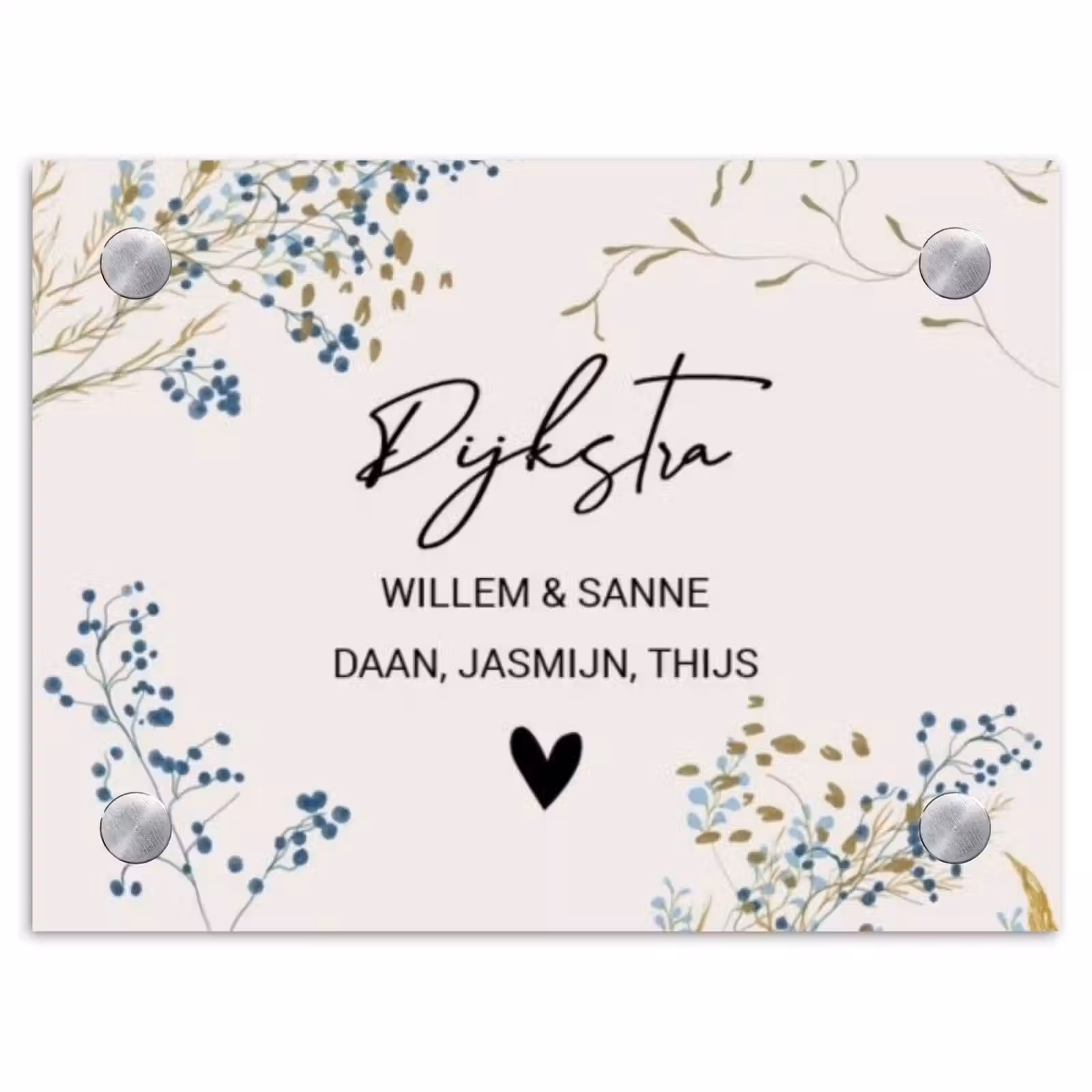 Naambordje voordeur - Rechthoek - Bloemen - Beige - Sierlijk — 1