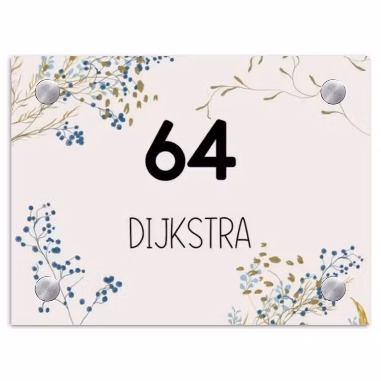 Naambordje voordeur - Rechthoek - Bloemen - Beige - Modern — 1