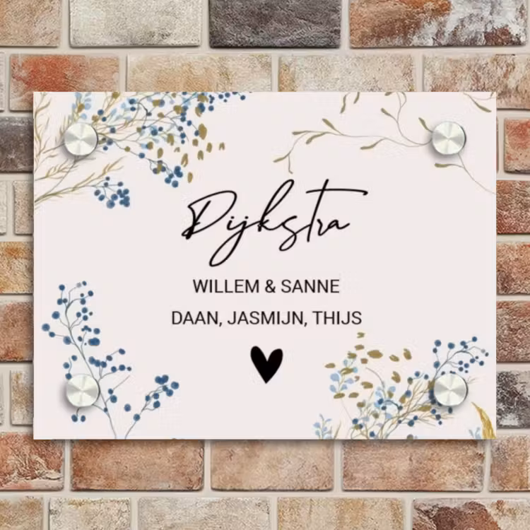 Naambordje voordeur - Rechthoek - Bloemen - Beige - Sierlijk — 4