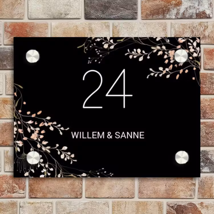 Naambordje voordeur - Rechthoek - Botanisch - Zwart - Klassiek — 4