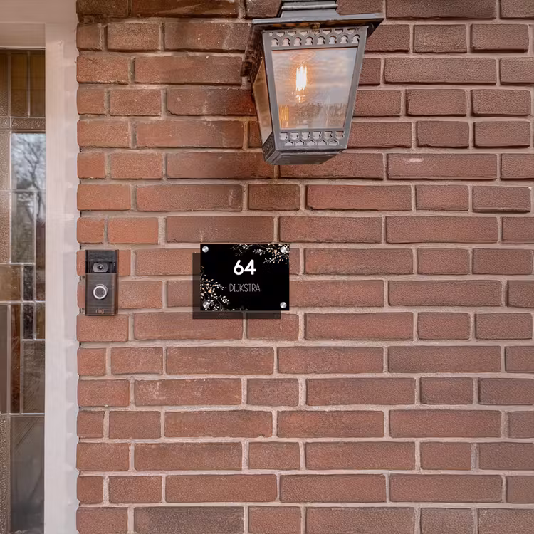 Naambordje voordeur - Rechthoek - Botanisch - Zwart - Modern — 5