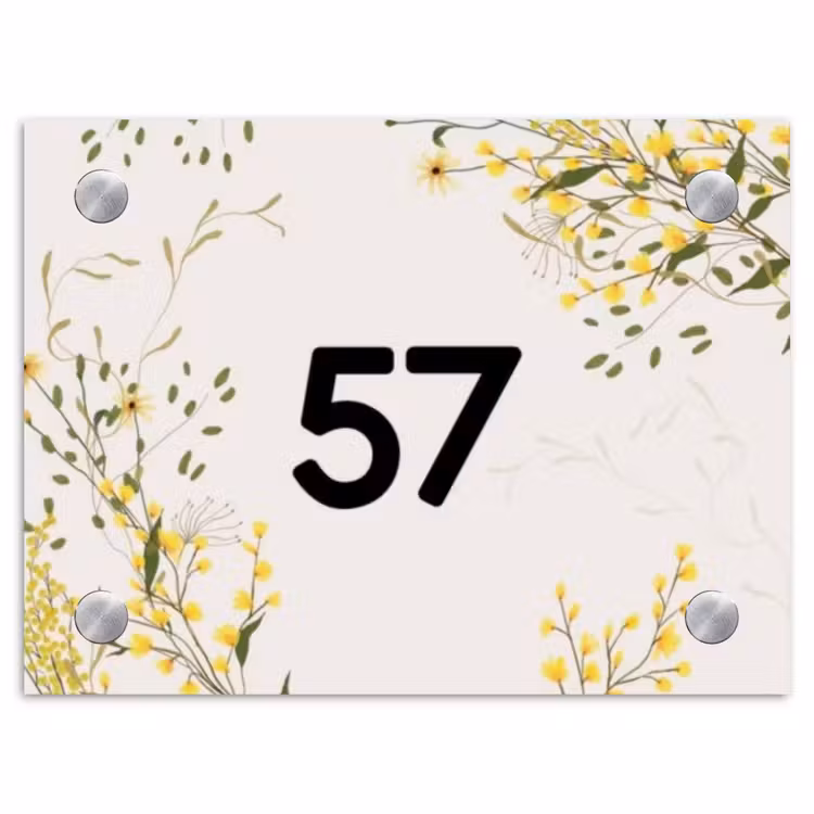 Naambordje voordeur - Rechthoek - Gele bloemen - Traditioneel — 1