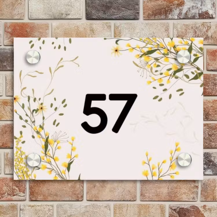 Naambordje voordeur - Rechthoek - Gele bloemen - Traditioneel — 4