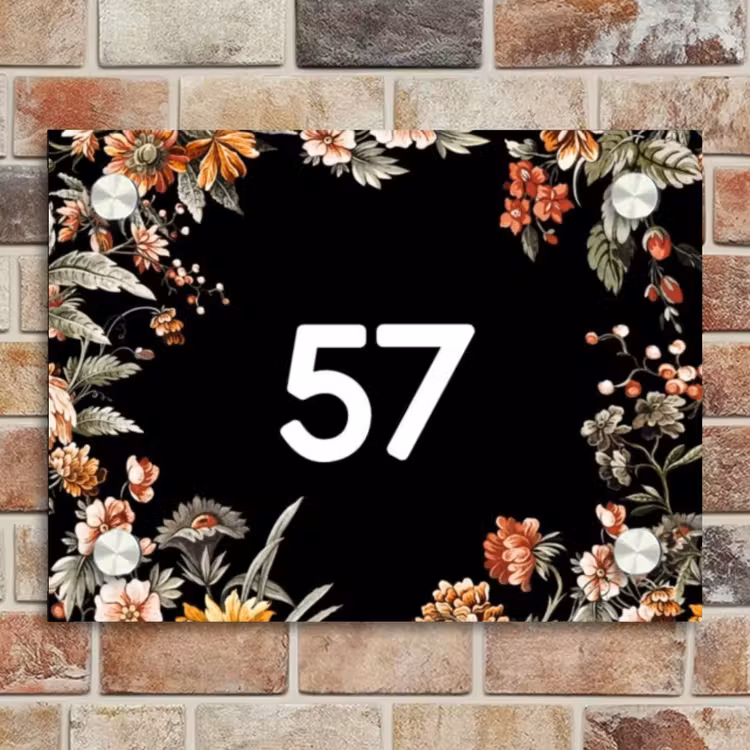 Naambordje voordeur - Rechthoek - Bloemen - Zwart - Traditioneel — 4