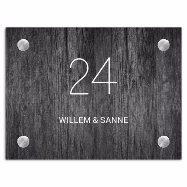 Naambordje voordeur - Rechthoek - Donker hout - Klassiek — 1