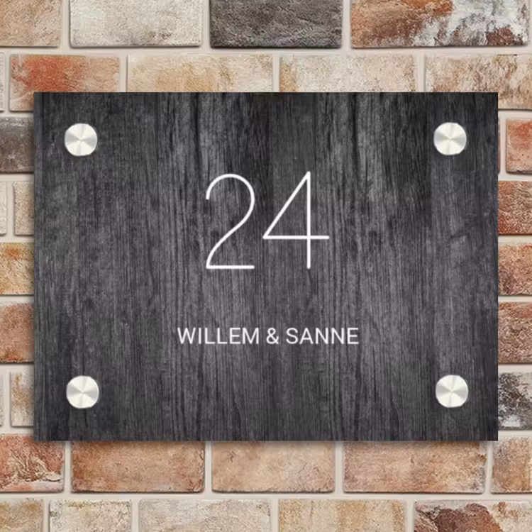 Naambordje voordeur - Rechthoek - Donker hout - Klassiek — 4
