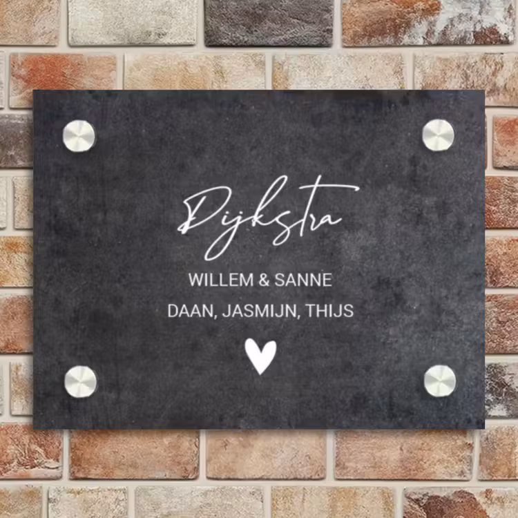Naambordje voordeur - Rechthoek - Donker steen - Sierlijk — 4