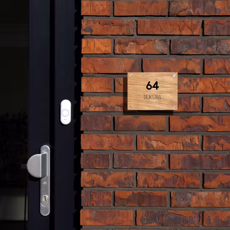 Naambordje voordeur - Rechthoek - Licht hout - Modern — 2
