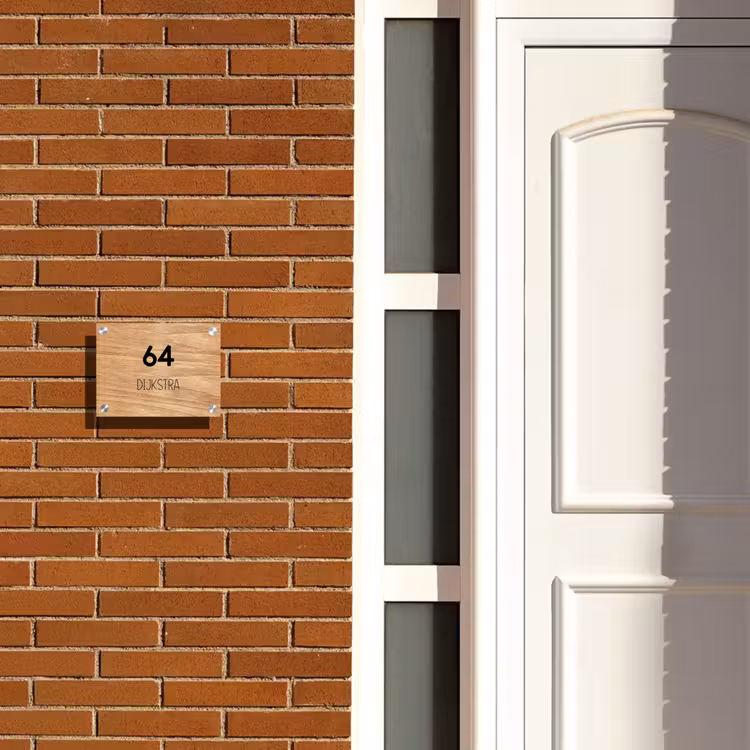 Naambordje voordeur - Rechthoek - Licht hout - Modern — 3