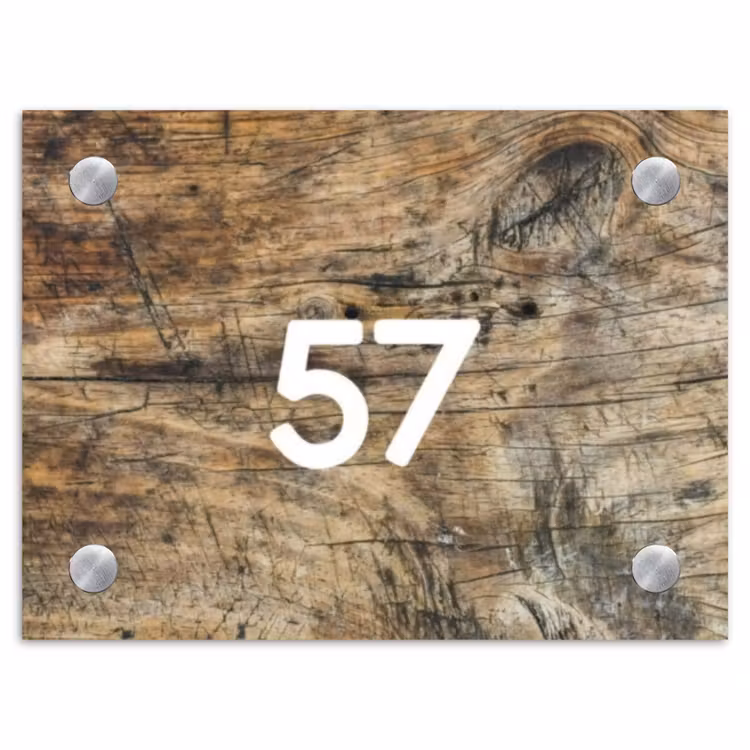 Naambordje voordeur - Rechthoek - Verweerd hout - Traditioneel — 1