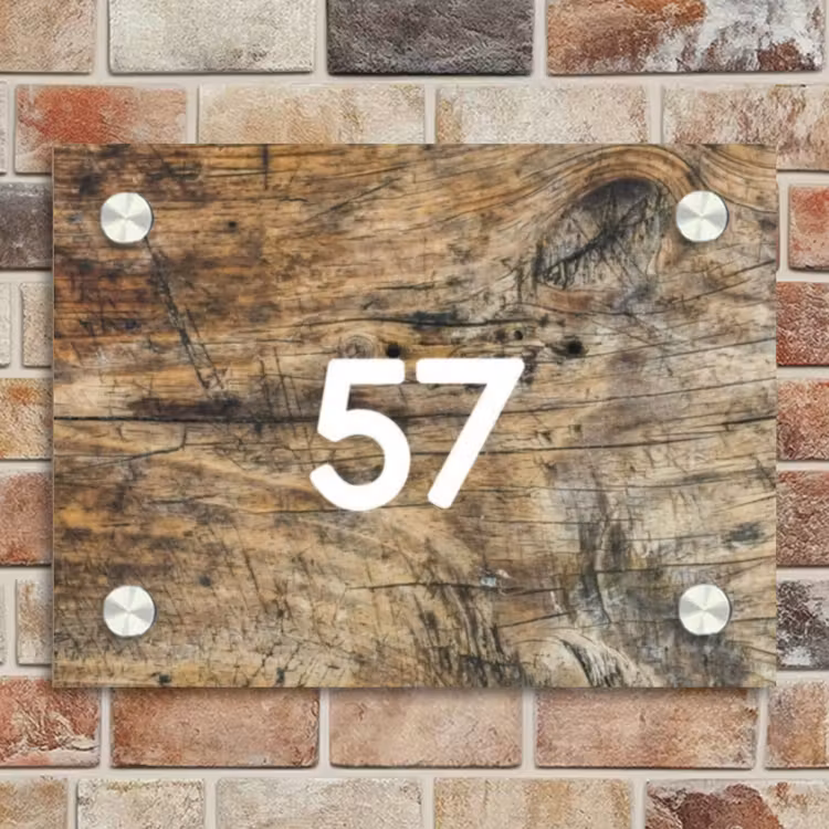 Naambordje voordeur - Rechthoek - Verweerd hout - Traditioneel — 4