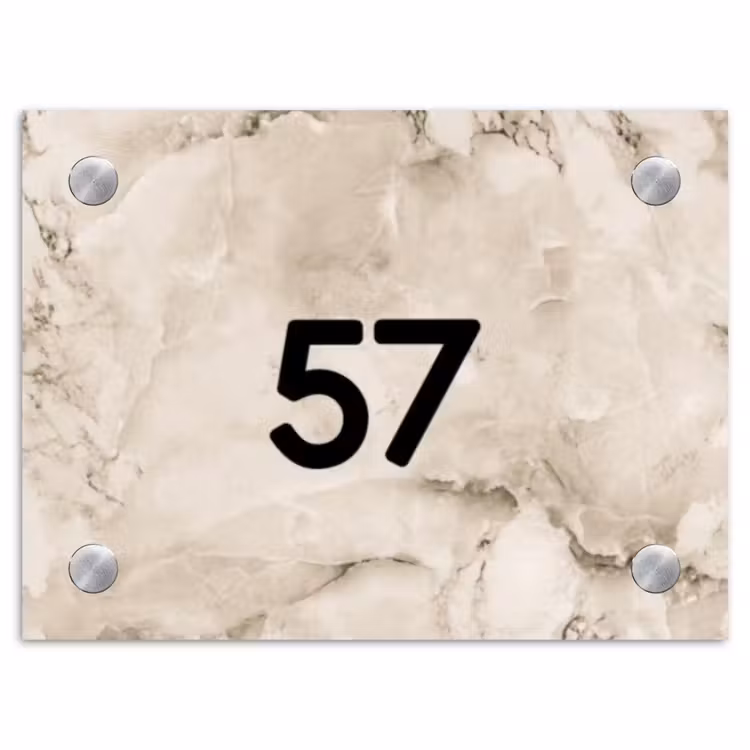 Naambordje voordeur - Rechthoek - Beige marmer - Traditioneel — 1