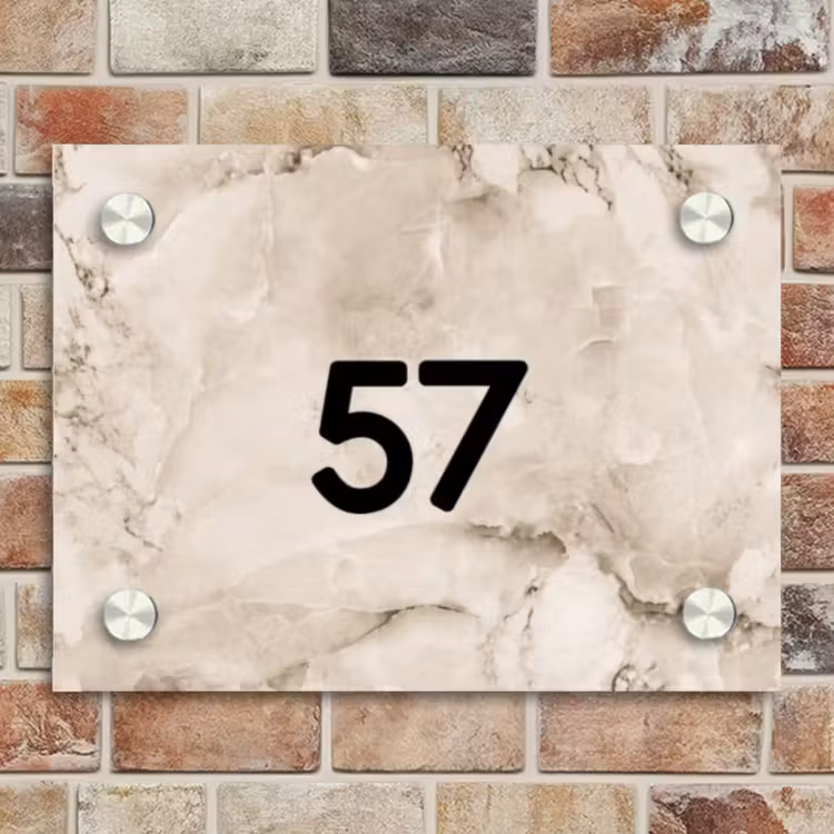 Naambordje voordeur - Rechthoek - Beige marmer - Traditioneel — 4