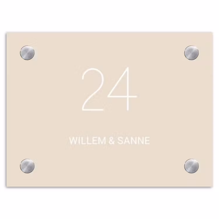 Naambordje voordeur - Rechthoek - Effen - Beige - Klassiek — 1