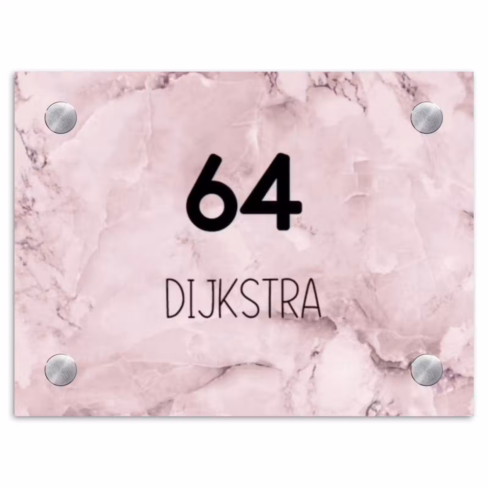 Naambordje voordeur - Rechthoek - Roze marmer - Modern — 1