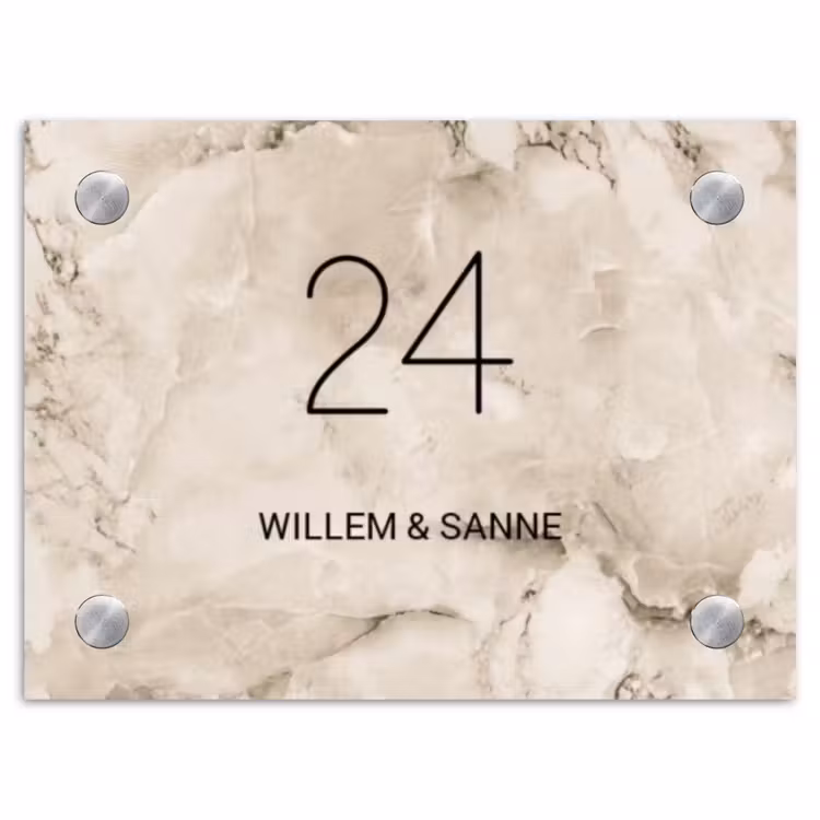 Naambordje voordeur - Rechthoek - Beige marmer - Klassiek — 1