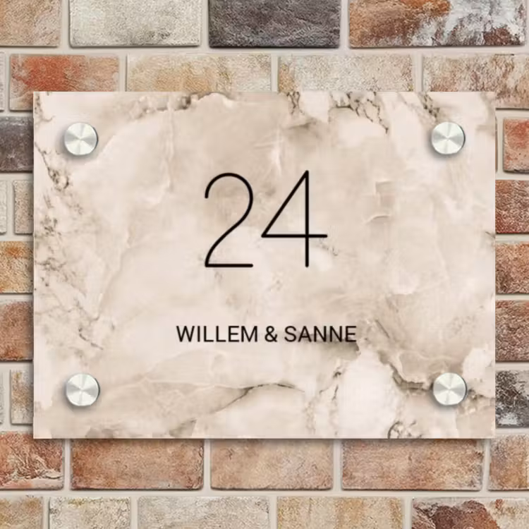 Naambordje voordeur - Rechthoek - Beige marmer - Klassiek — 4