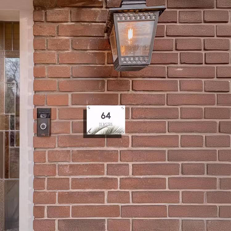 Naambordje voordeur - Rechthoek - Wit met palmblad - Modern — 5
