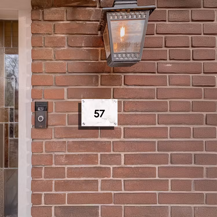 Naambordje voordeur - Rechthoek - Wit marmer - Traditioneel — 5