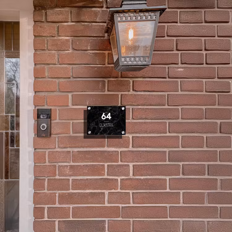 Naambordje voordeur - Rechthoek - Zwarte marmer - Modern — 5
