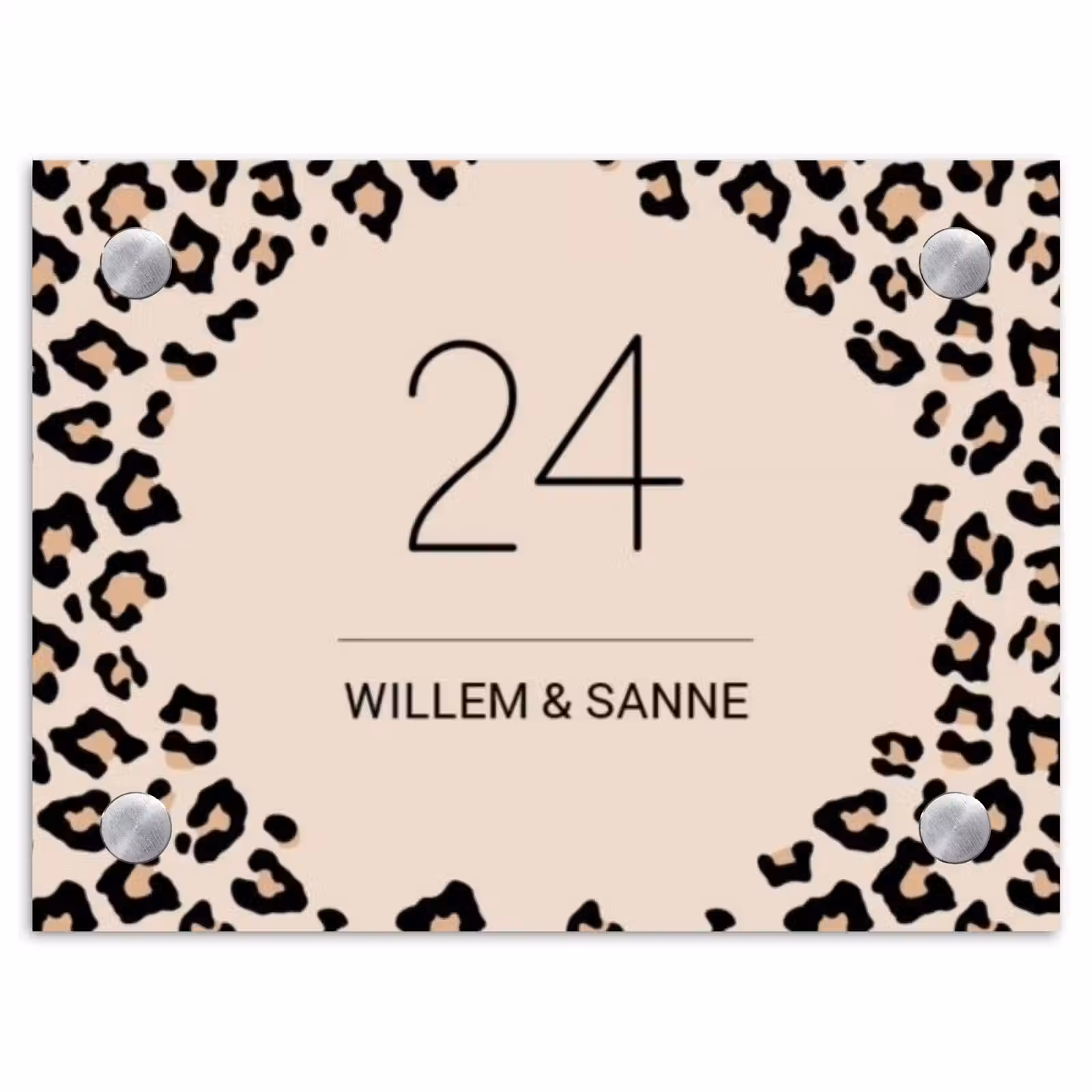 Naambordje voordeur - Rechthoek - Beige luipaardprint - Klassiek — 1