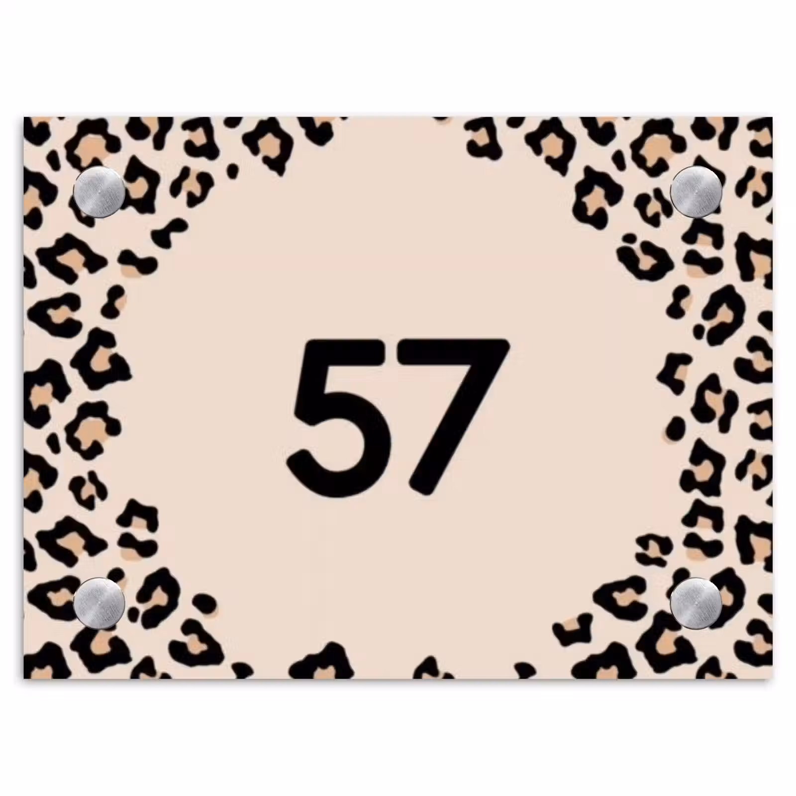 Naambordje voordeur - Rechthoek - Beige luipaardprint - Traditioneel — 1