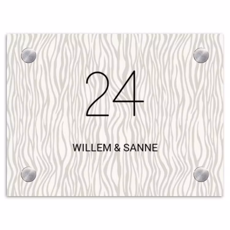 Naambordje voordeur - Rechthoek - Beige golvende strepen - Klassiek — 1