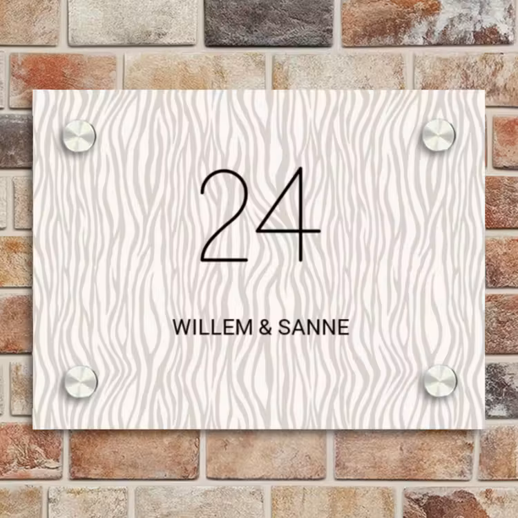 Naambordje voordeur - Rechthoek - Beige golvende strepen - Klassiek — 4