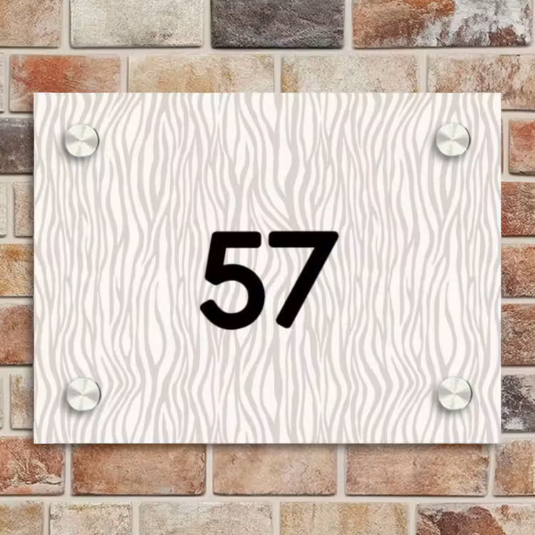 Naambordje voordeur - Rechthoek - Beige golvende strepen - Traditioneel — 4
