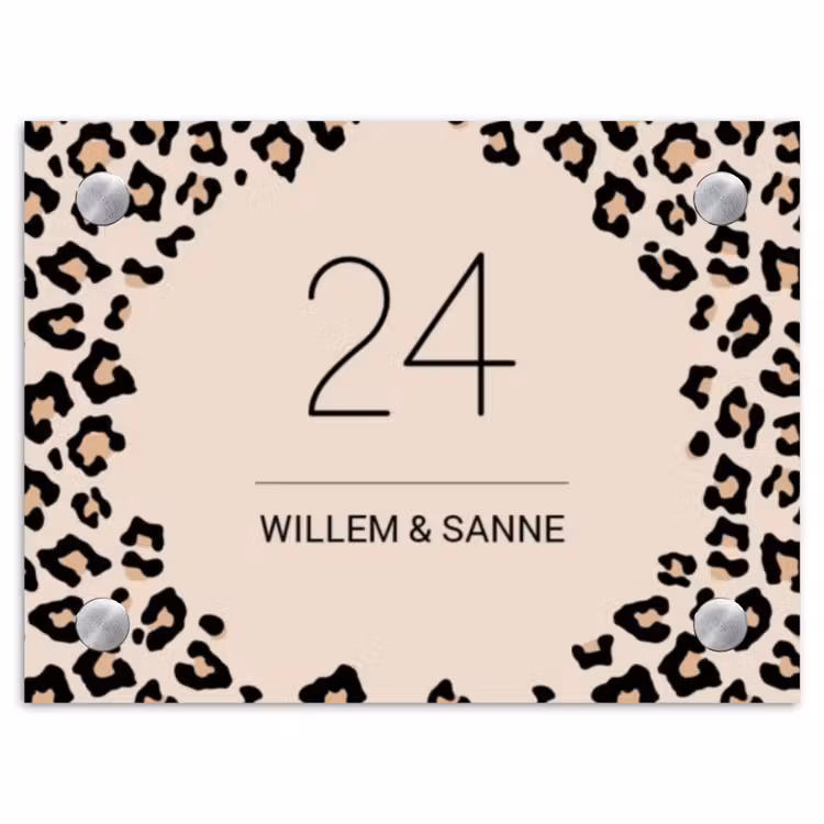 Naambordje voordeur - Rechthoek - Beige luipaardprint - Klassiek — 1