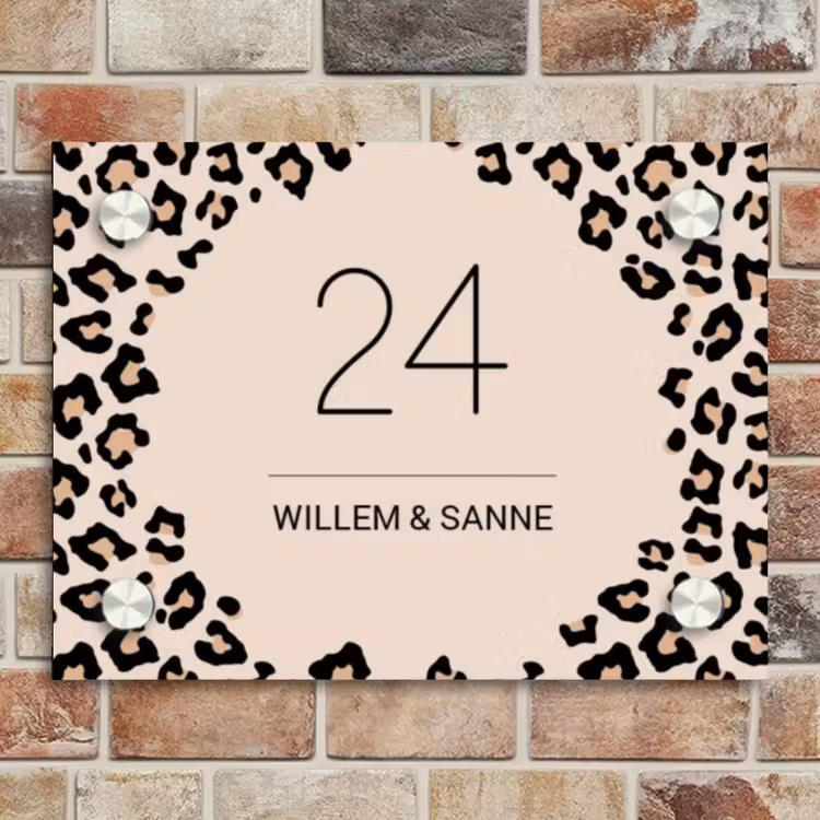 Naambordje voordeur - Rechthoek - Beige luipaardprint - Klassiek — 4