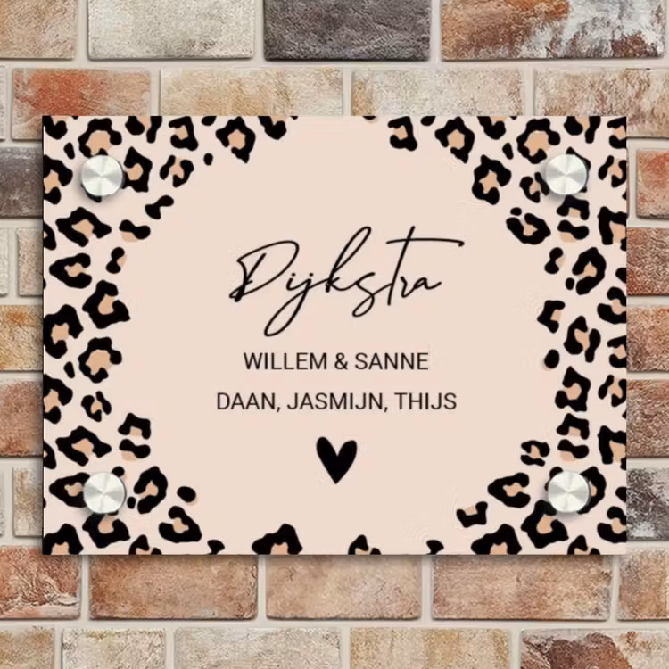 Naambordje voordeur - Rechthoek - Beige luipaardprint - Sierlijk — 4