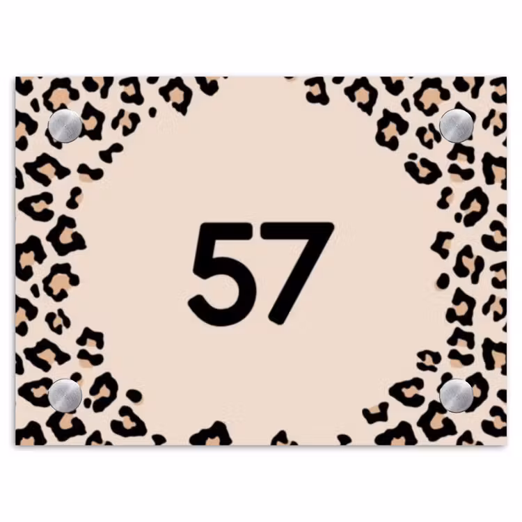 Naambordje voordeur - Rechthoek - Beige luipaardprint - Traditioneel — 1