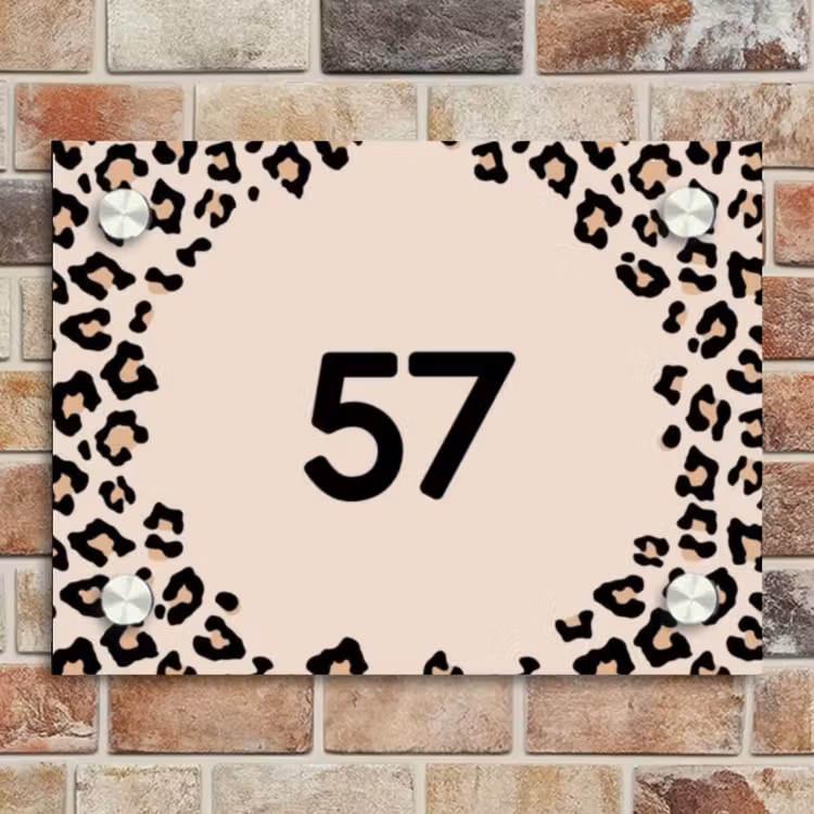 Naambordje voordeur - Rechthoek - Beige luipaardprint - Traditioneel — 4