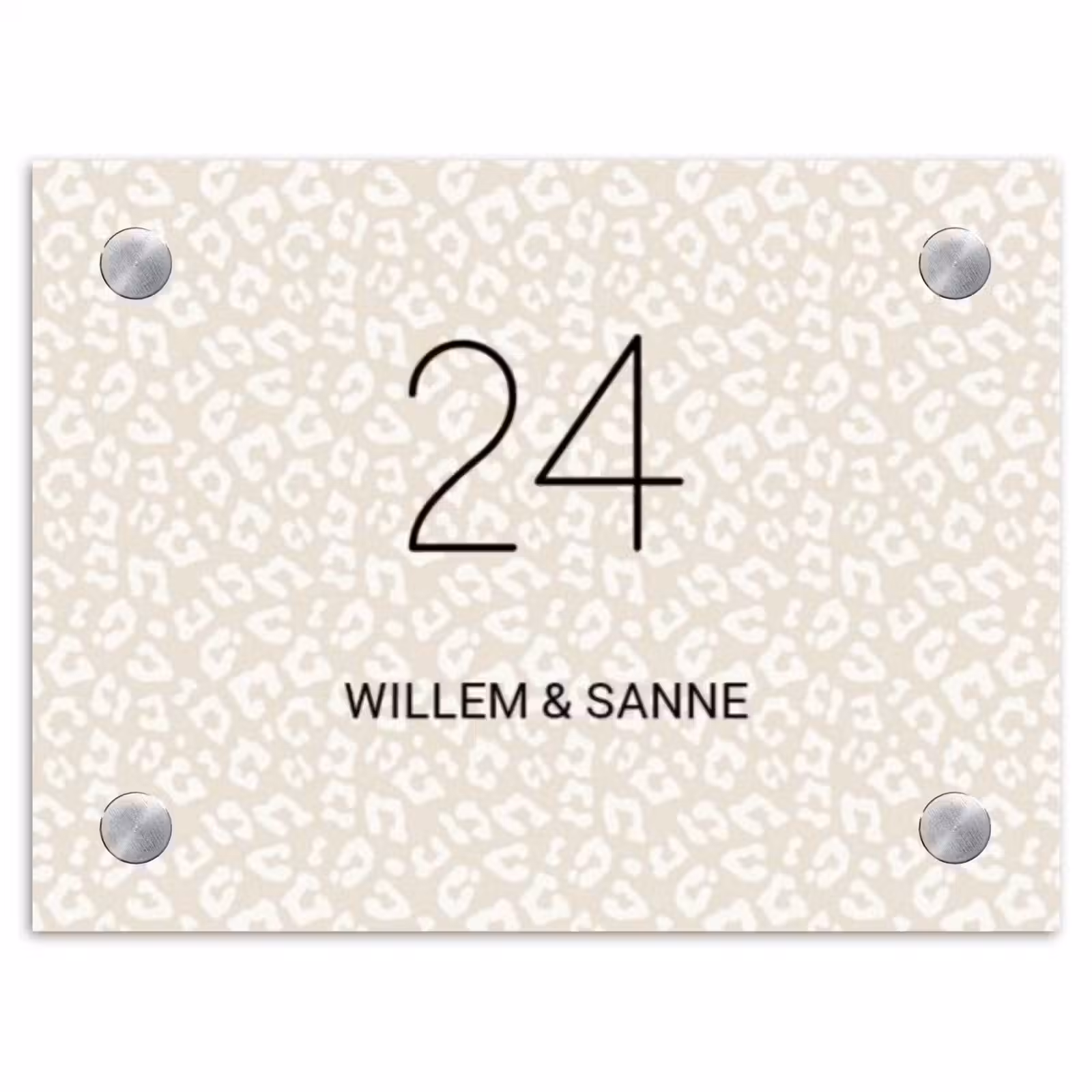 Naambordje voordeur - Rechthoek - Beige panterprint - Klassiek — 1