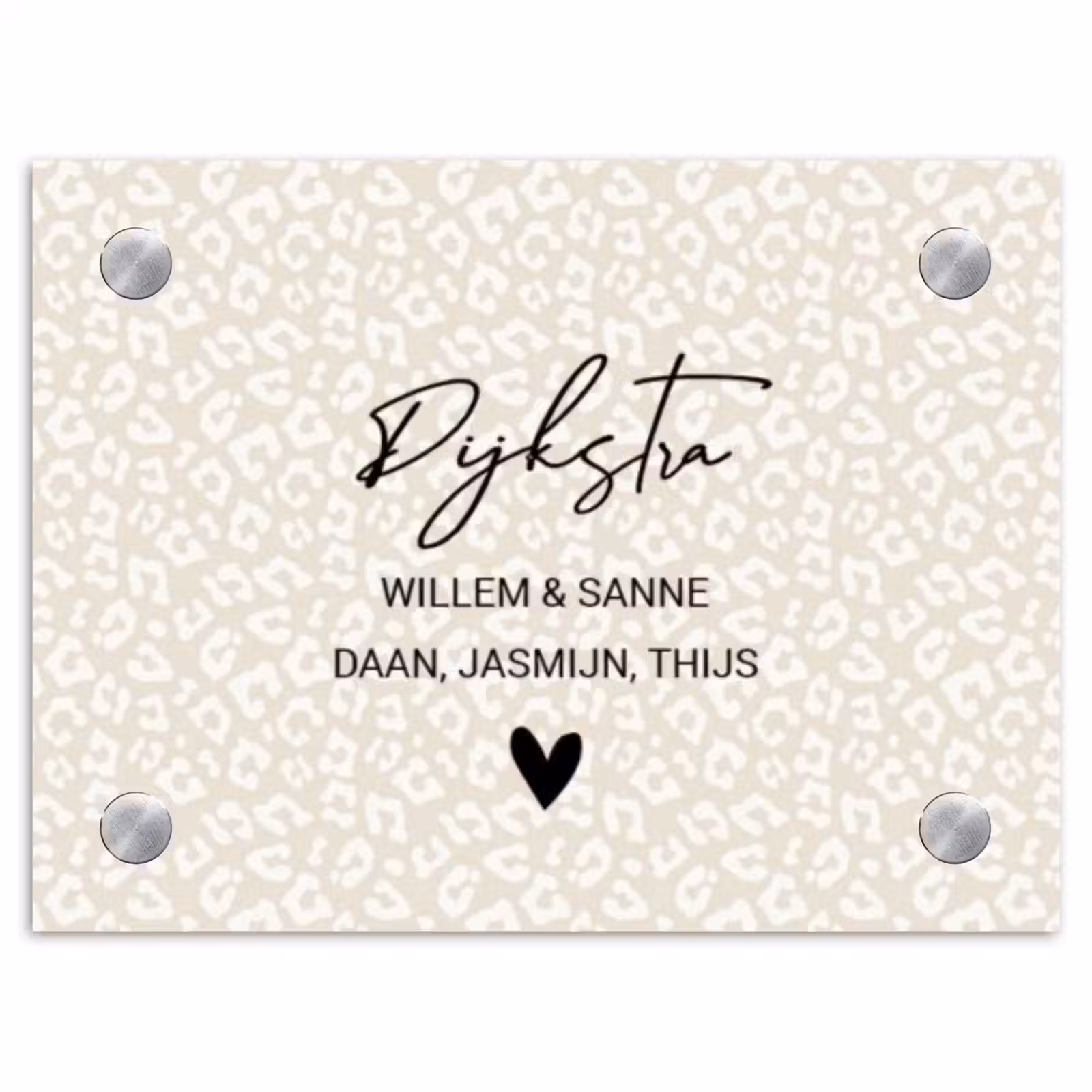 Naambordje voordeur - Rechthoek - Beige panterprint - Sierlijk — 1
