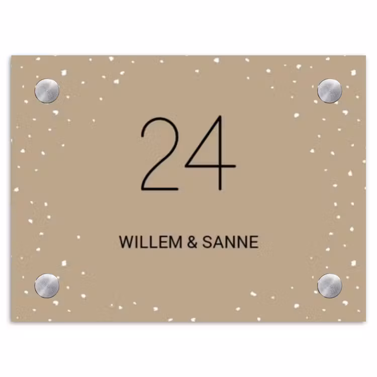 Naambordje voordeur - Rechthoek - Beige met stippen - Klassiek — 1