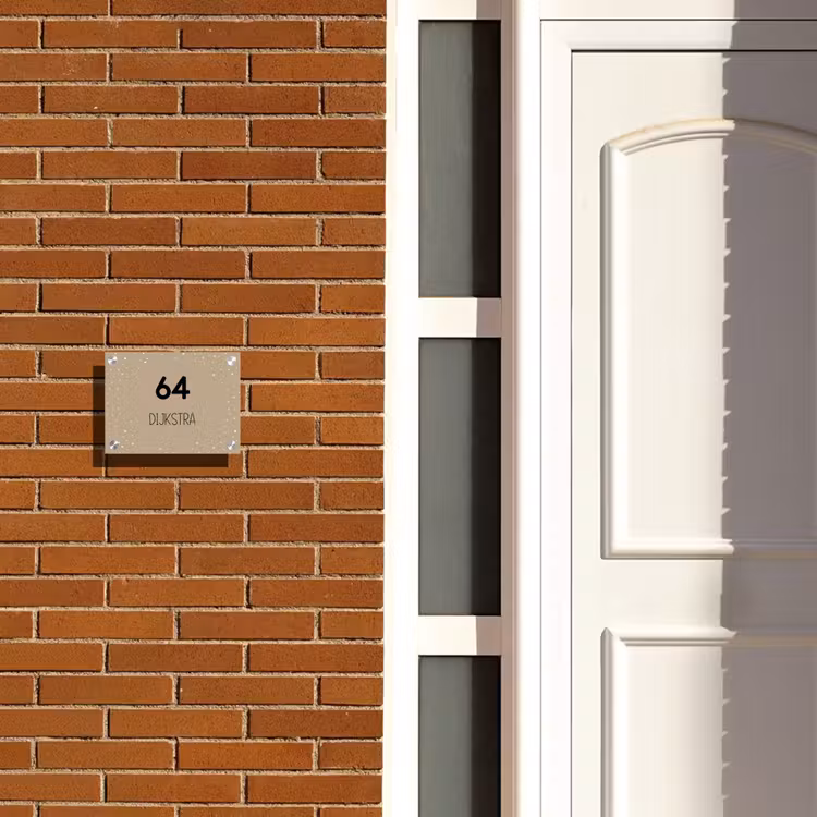 Naambordje voordeur - Rechthoek - Beige met stippen - Modern — 3