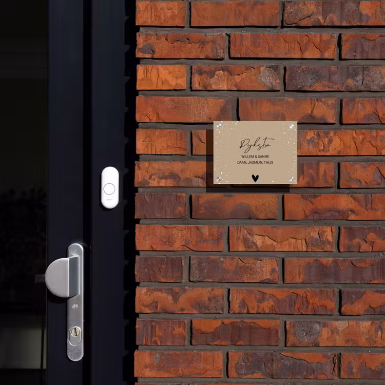 Naambordje voordeur - Rechthoek - Beige met stippen - Sierlijk — 2