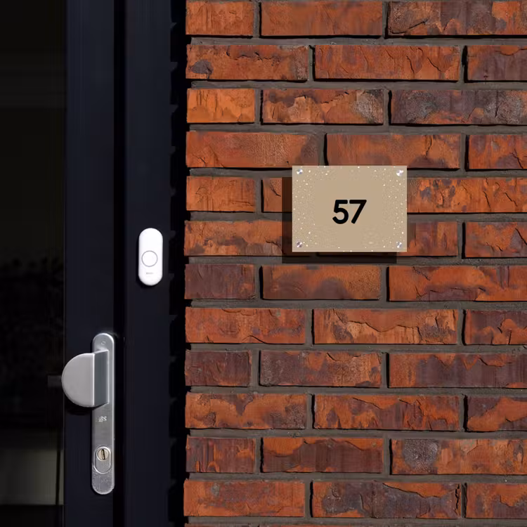 Naambordje voordeur - Rechthoek - Beige met stippen - Traditioneel — 2