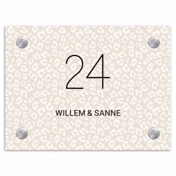 Naambordje voordeur - Rechthoek - Beige panterprint - Klassiek — 1