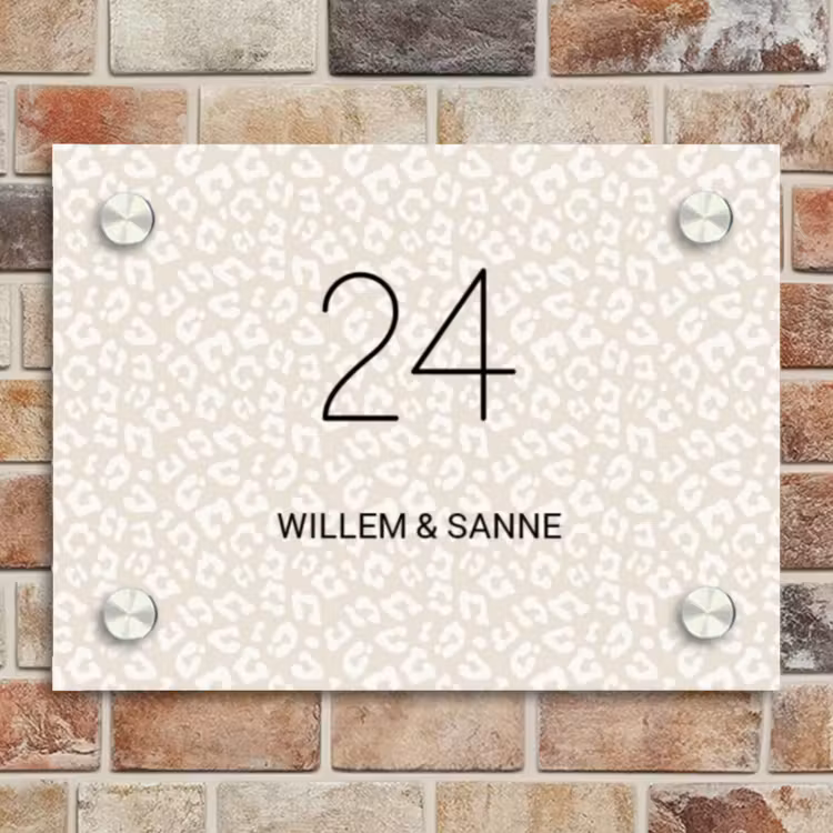 Naambordje voordeur - Rechthoek - Beige panterprint - Klassiek — 4